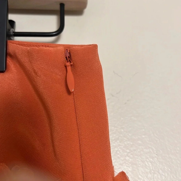 Talbots Orange 100% Silk Dainty Floral Straight Mini Skirt Size 4 Feminine Flowy - Picture 4 of 9